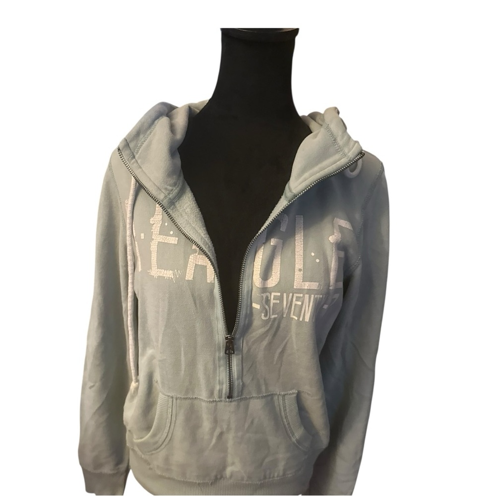 Girls American Eagle Full Zip Mint Green Hooded Sweatshirt – Size M - Picture 4 of 12
